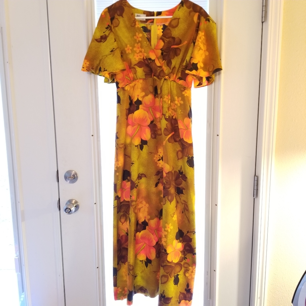 Vintage Hawaiian Maxi Dress Womens Size Medium